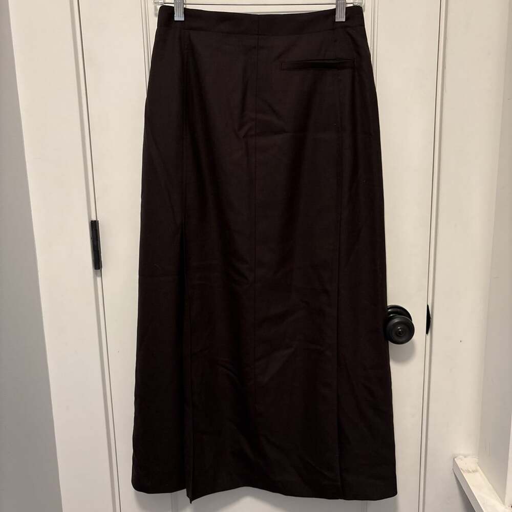 Theory Deep Pleat Trouser Skirt Size 2 Cacao Brown Wool Flannel Blend MSRP $375 - Picture 8 of 10